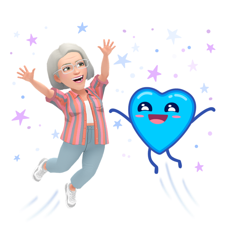 Illustration of a joyful woman jumping with a smiling heart and stars, symbolizing breakthrough, freedom, and moving beyond survival mode into purpose and joy.
