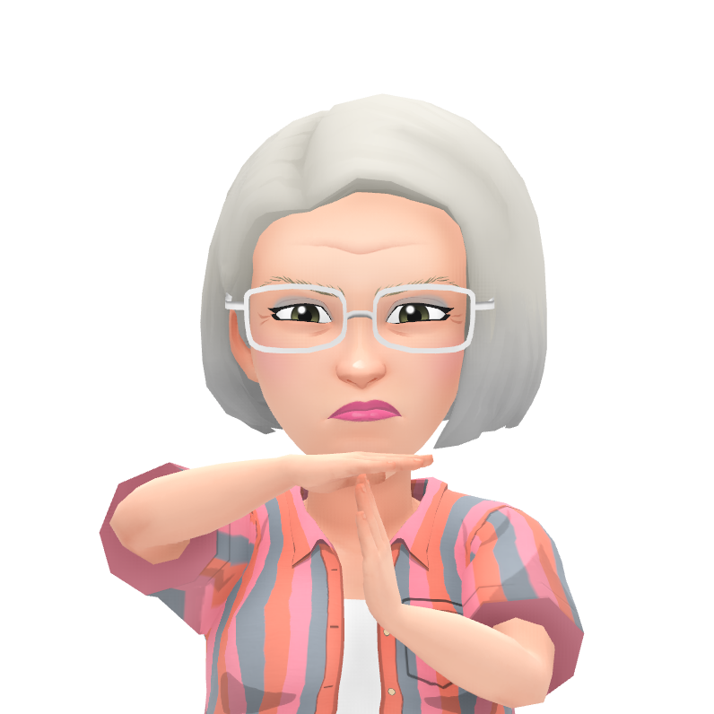Avatar making a “time-out” gesture with hands, signaling pause or correction