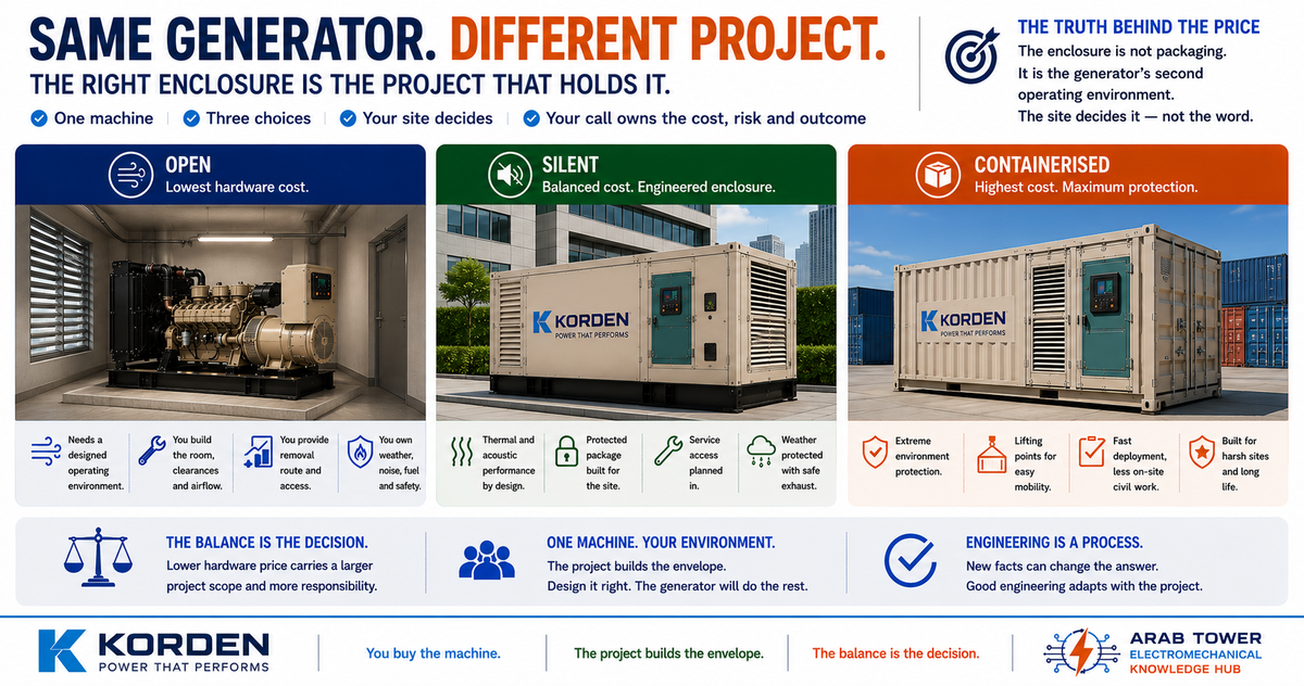 Generator Enclosure: Open vs Silent vs Containerised — How to Choose for a UAE Site
