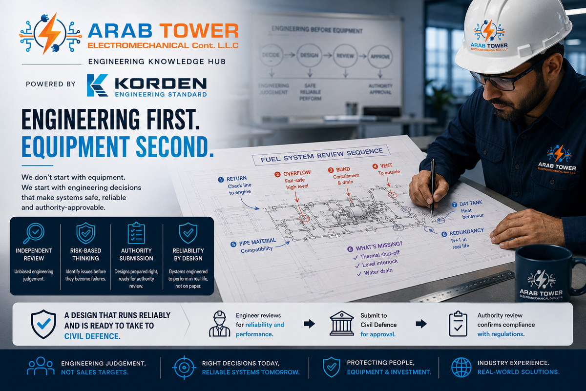 Generator Fuel System Design in the UAE: Sizing, Architecture and Civil Defence Compliance