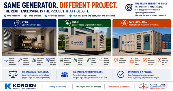 Generator Enclosure: Open vs Silent vs Containerised — How to Choose for a UAE Site