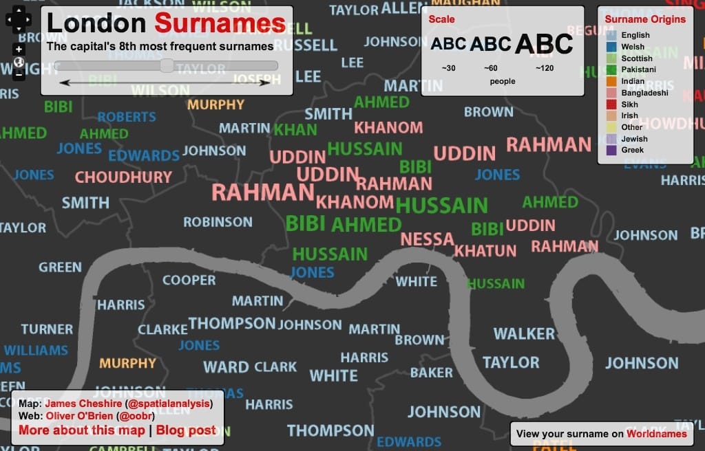 Screen from the Mapping London project