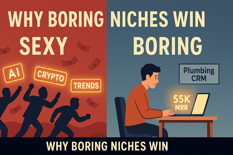 Boring Is the New Sexy: Why “Boring” Niches Are a Founder’s Secret to $5K MRR Success