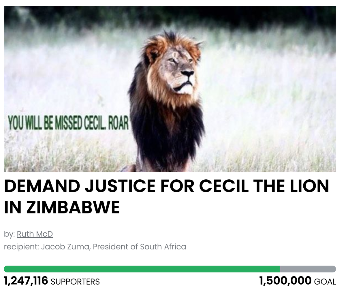 Animal Actions - Fight for justice for Cecil the lion!