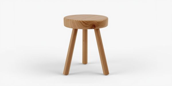 Image of a three-legged, wooden stool.