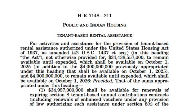 Text of the opening of HUD's Tenant-Based Rental Assistance appropriations account from the FY 2026 Act.