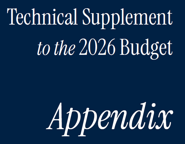Cover of the Technical Supplement to the 2026 Budget: Appendix.