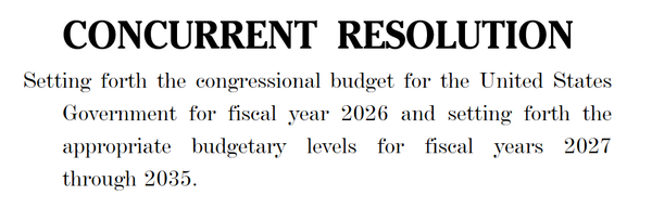 Screenshot of the Senate Budget Resolution for FY 2026.