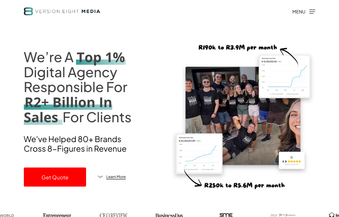 V8 Media homepage