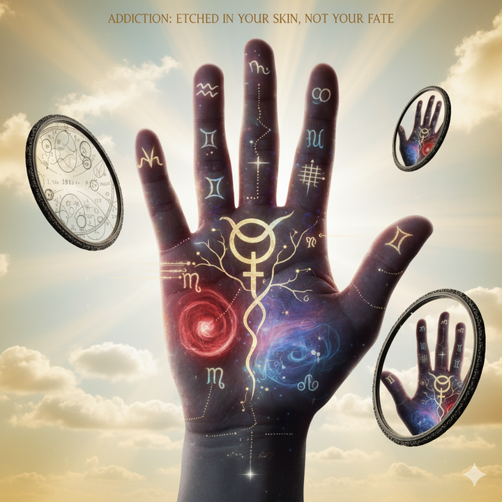 ✋ The Addict’s Hand: How Palmistry Reveals the Triggers of Excess and Escape (Addiction & Karma – Part 3)