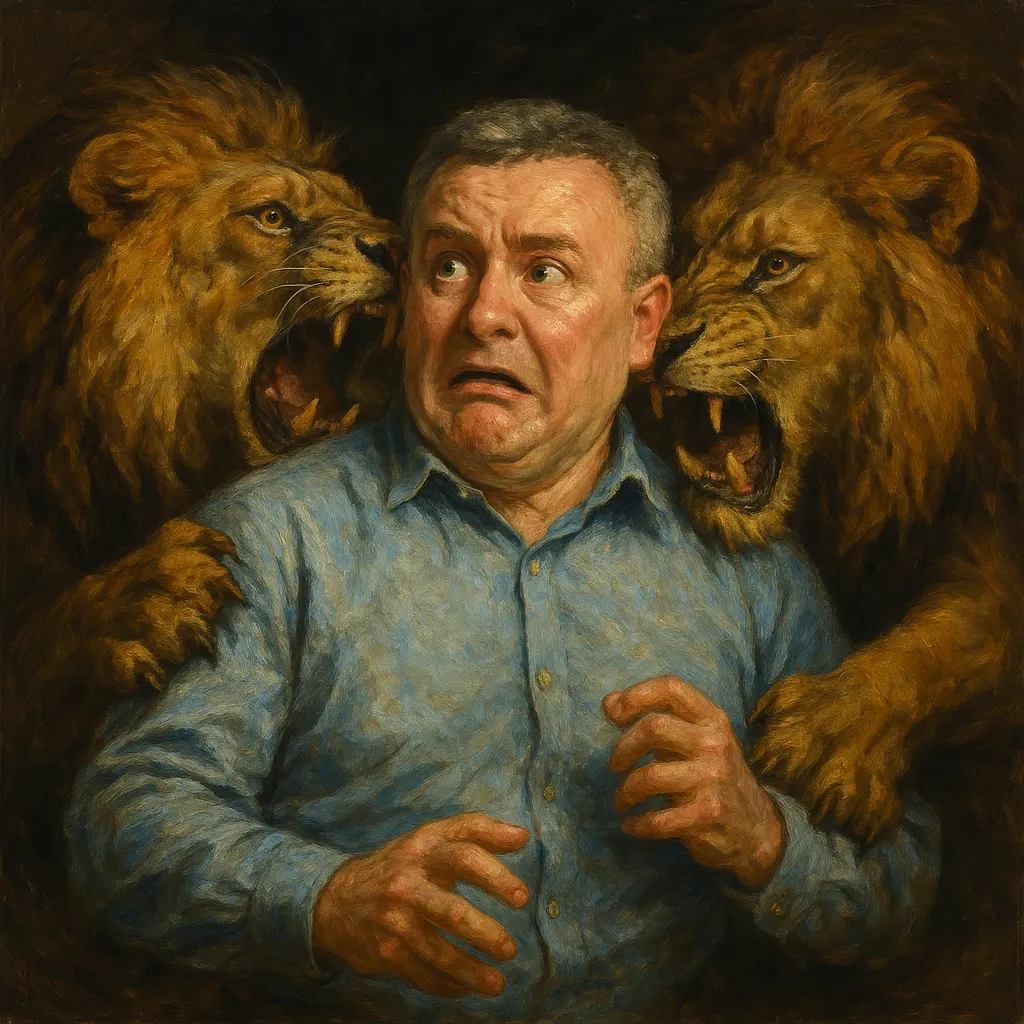 Un uomo è finito tra le fauci di due leoni