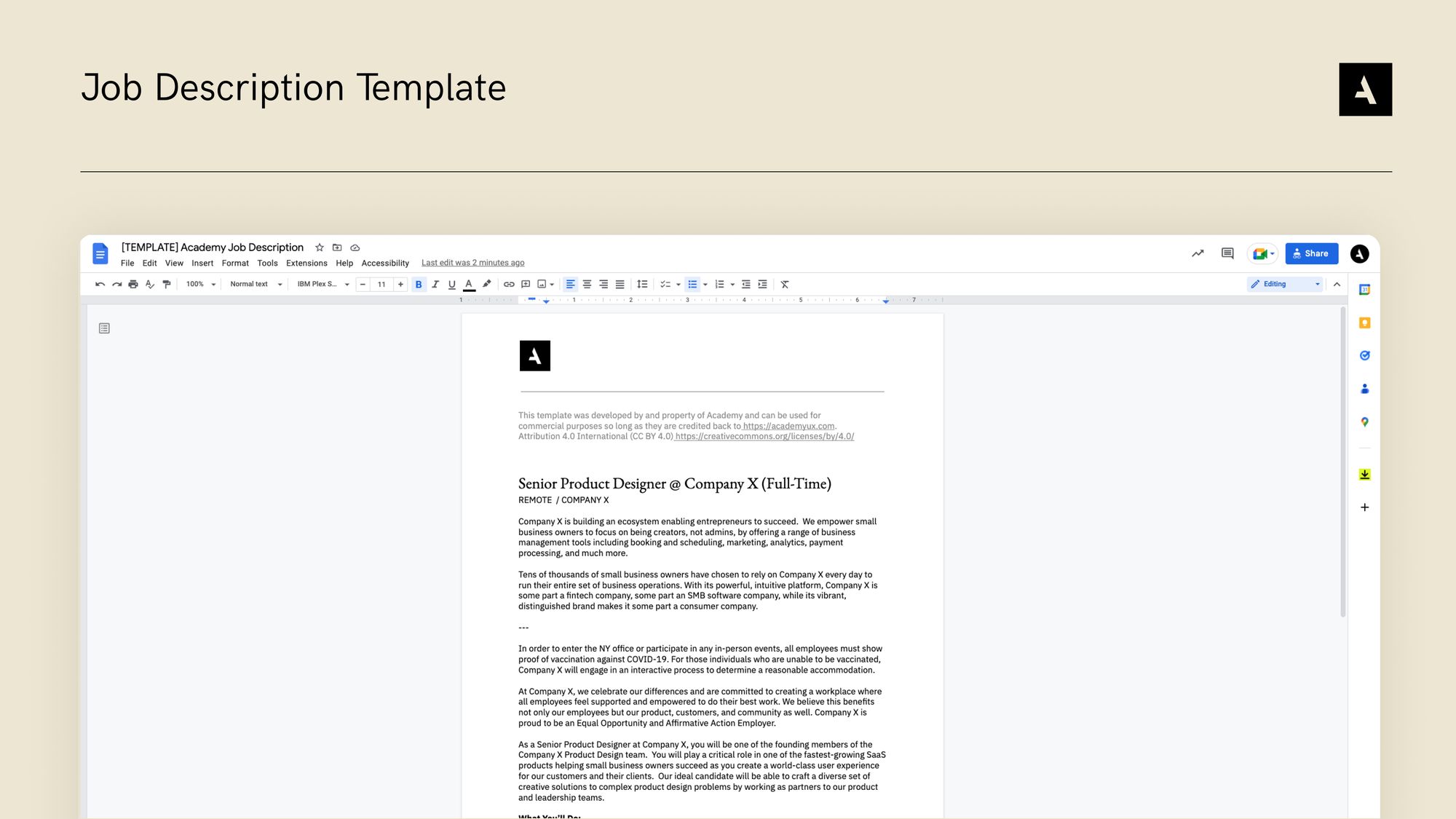 Job Description Template