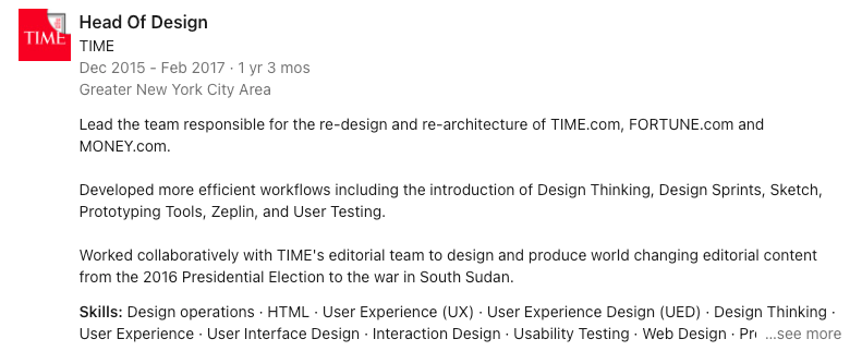 Adam Perlis LinkedIn Time.com experience