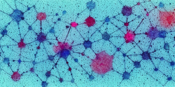 Blobs of colour are connected by thin lines