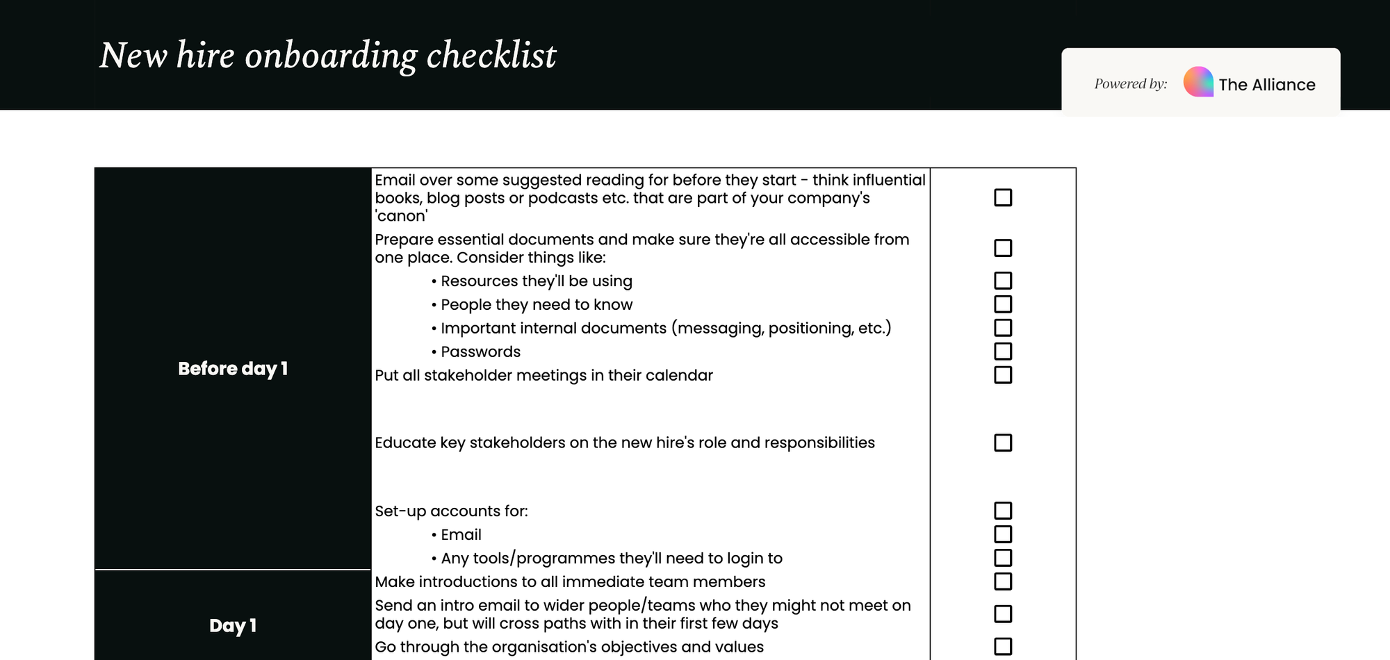 new hire onboarding checklist