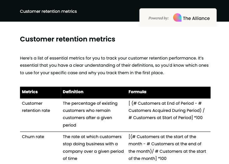 Customer retention metrics