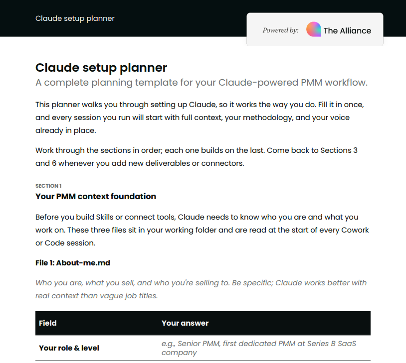 Claude setup planner