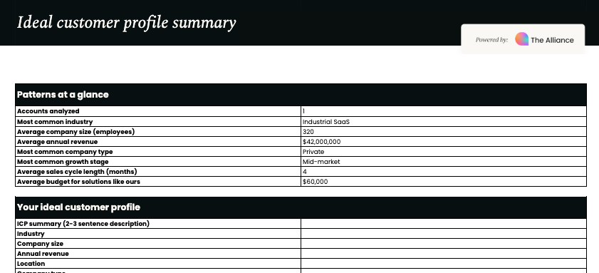 Ideal customer profile template
