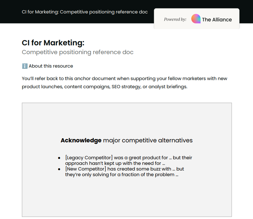 Competitive positioning reference doc