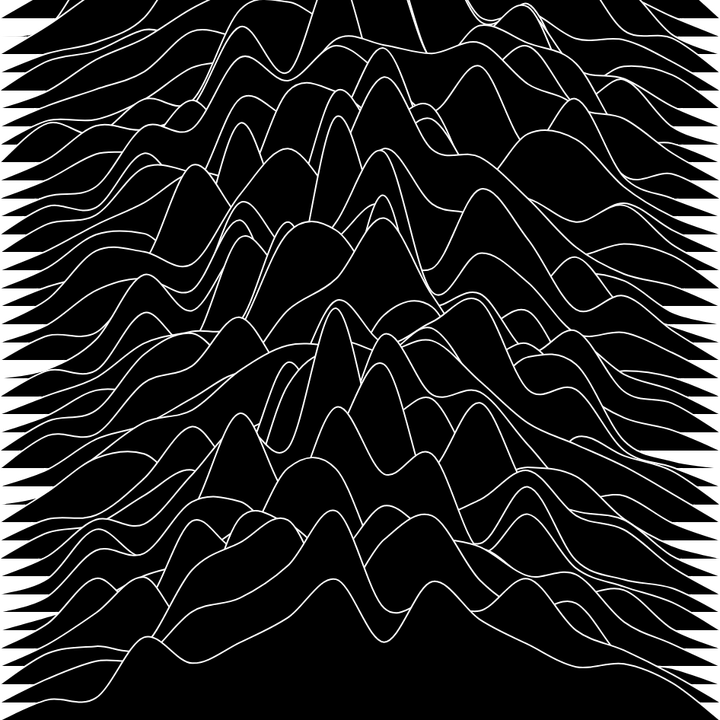 Smooth curves with Perlin Noise and Recreating the Unknown Pleasures Album Cover in P5