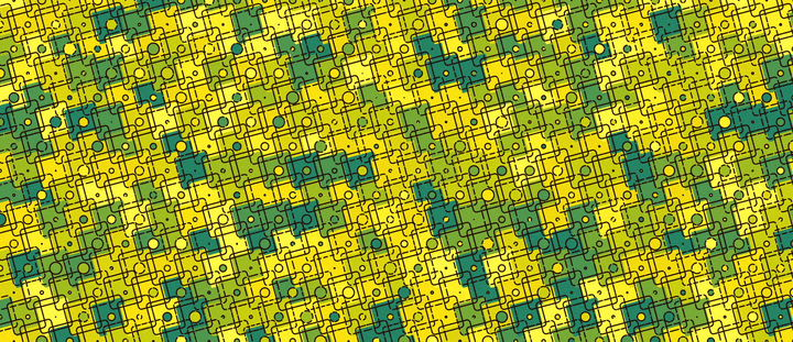 A colorful grid of rectangular shapes, overlapping each other.