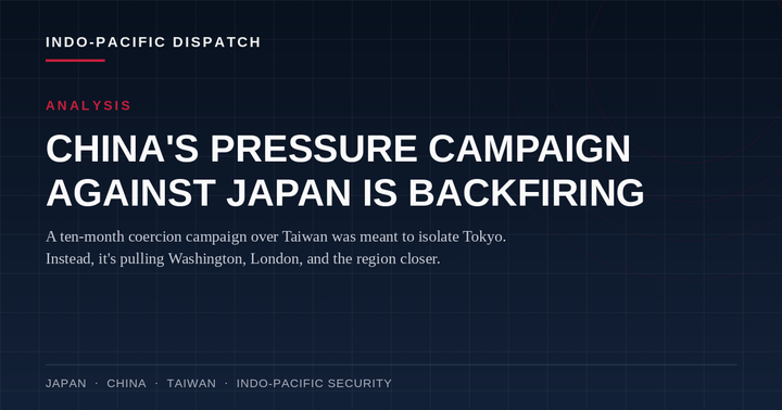 China's Ten-Month Pressure Campaign Against Japan Is Backfiring — Here's Why Washington and London Should Be Watching