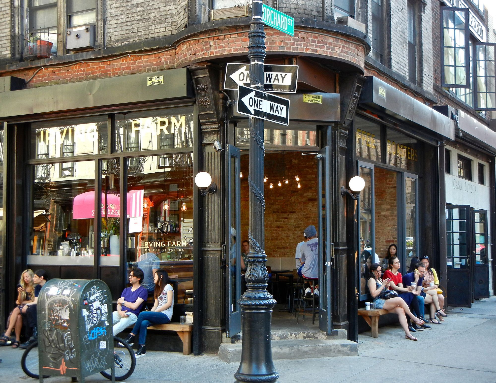 Orchard Street coffee house Image of the front of Irving House coffee shop on Orchard Street with people sitting outside