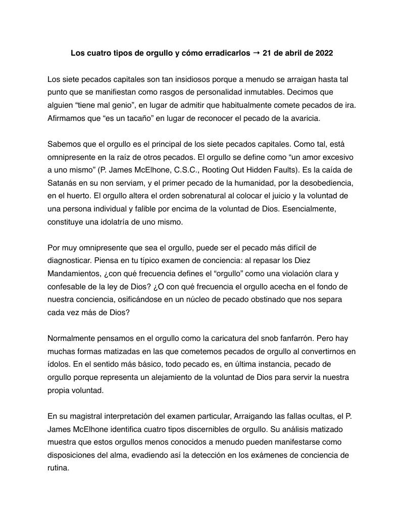 Four Types of Pride (Spanish)