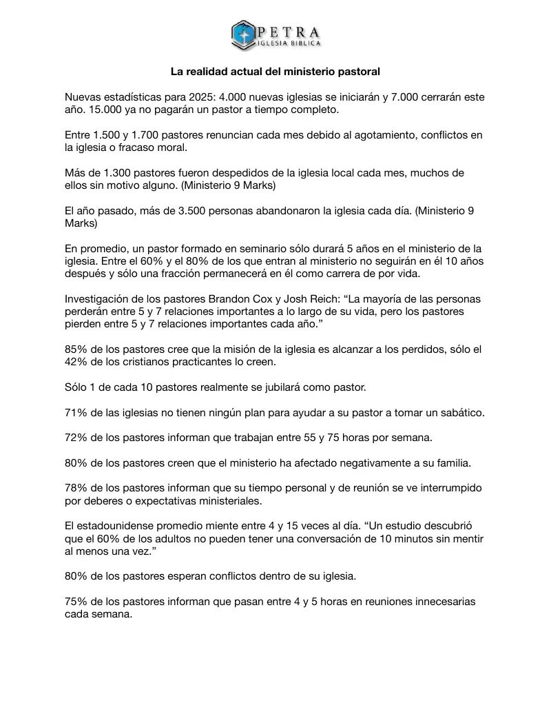 Alarming Pastoral Statistics (Spanish)