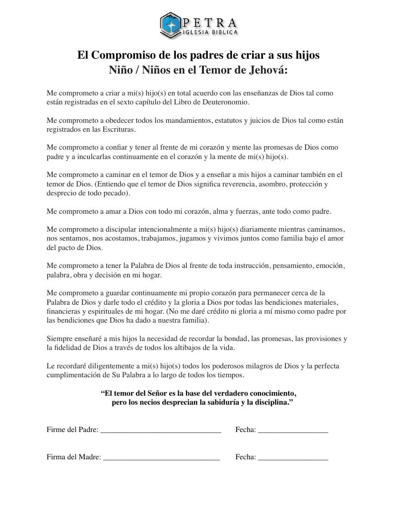 Parent Dedication Commitment Spanish