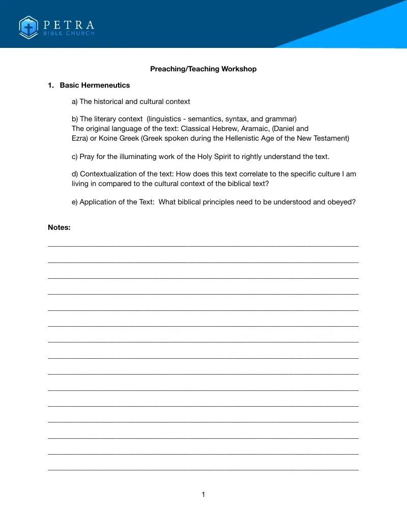 Preaching and Teaching Workshop