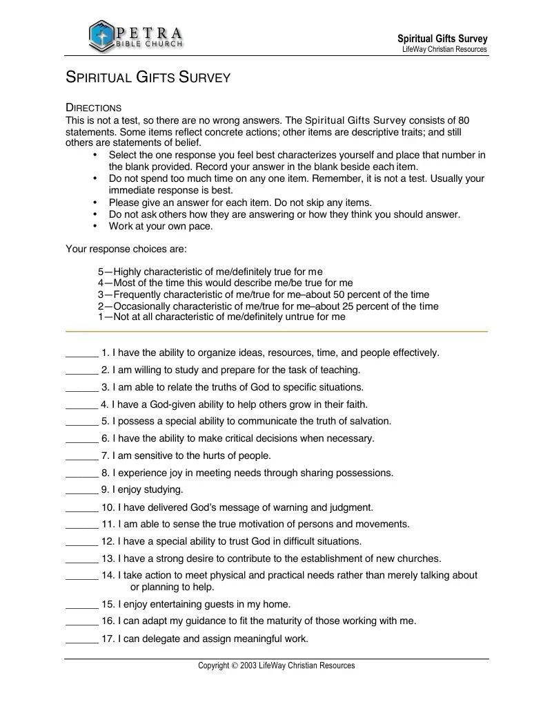 Spiritual Gifts Survey