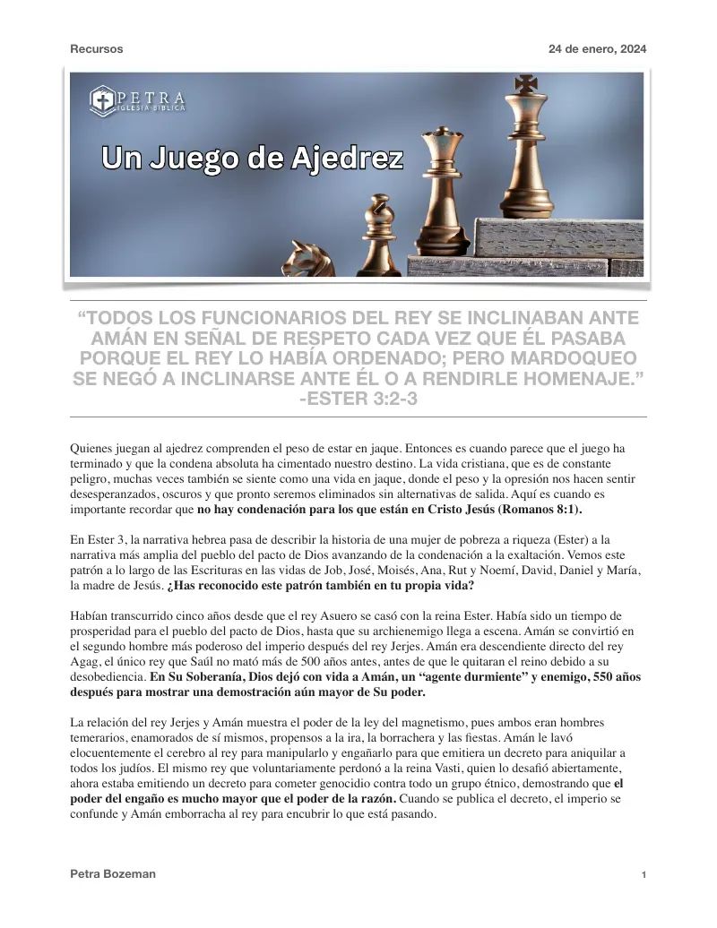 Un Juego de Ajedrez Devocional