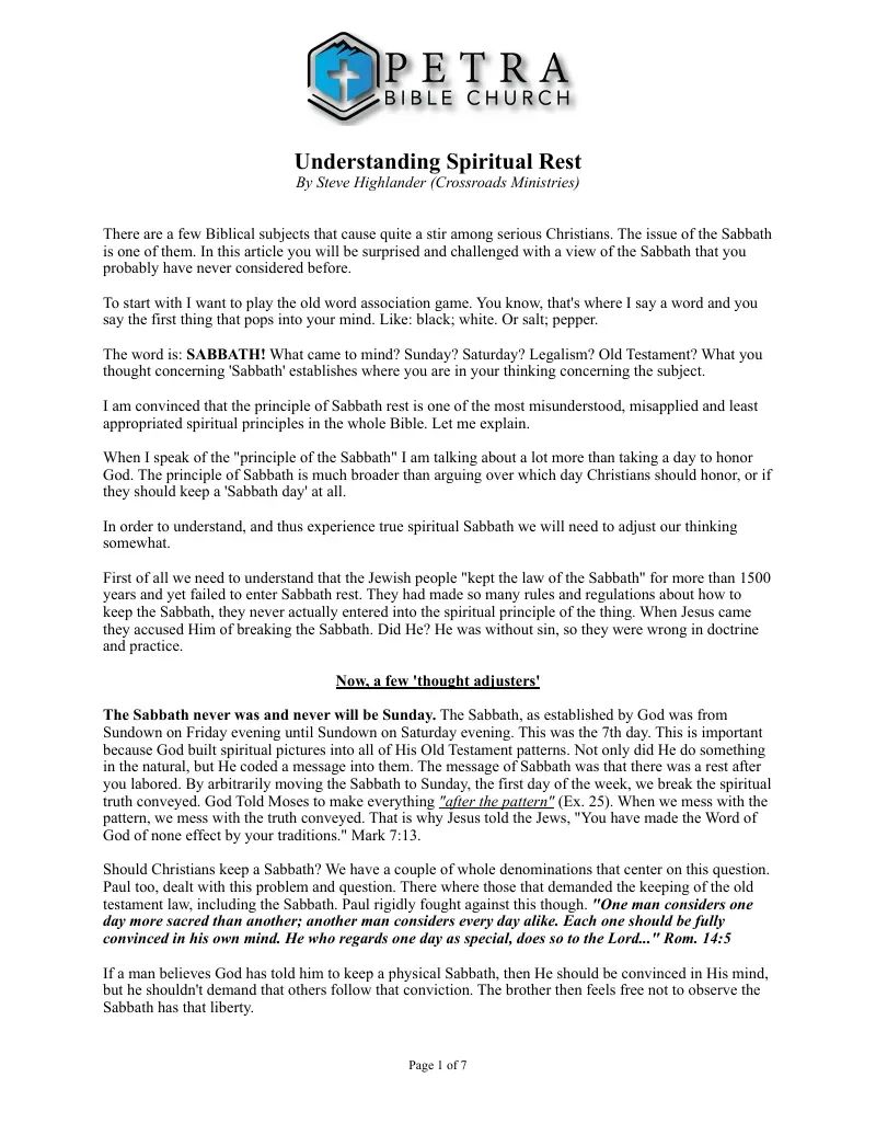 Understanding Spiritual Rest