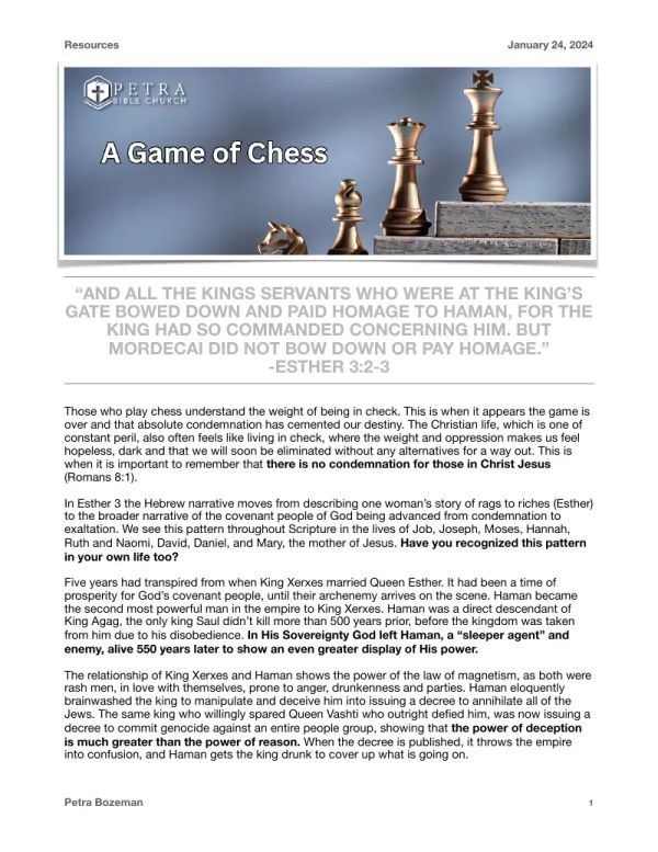 A Game of Chess Devotional