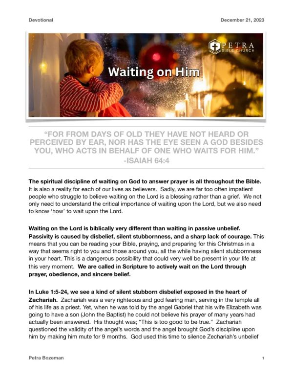 Christmas Devotional: Waiting on Him