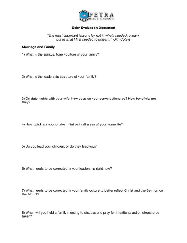 Elder Evaluation Document
