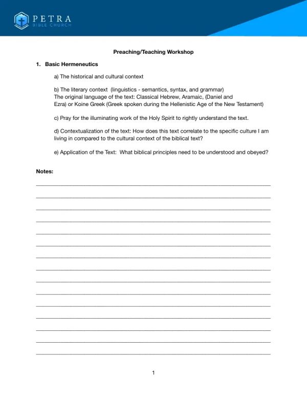 Preaching and Teaching Workshop