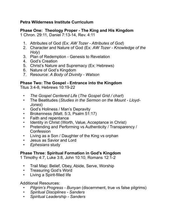PWI Curriculum