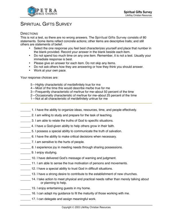 Spiritual Gifts Survey