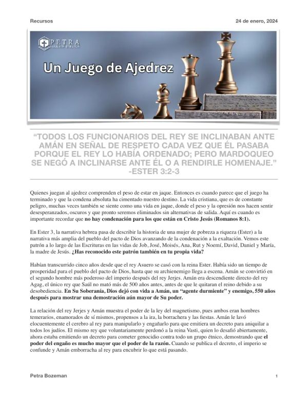 Un Juego de Ajedrez Devocional