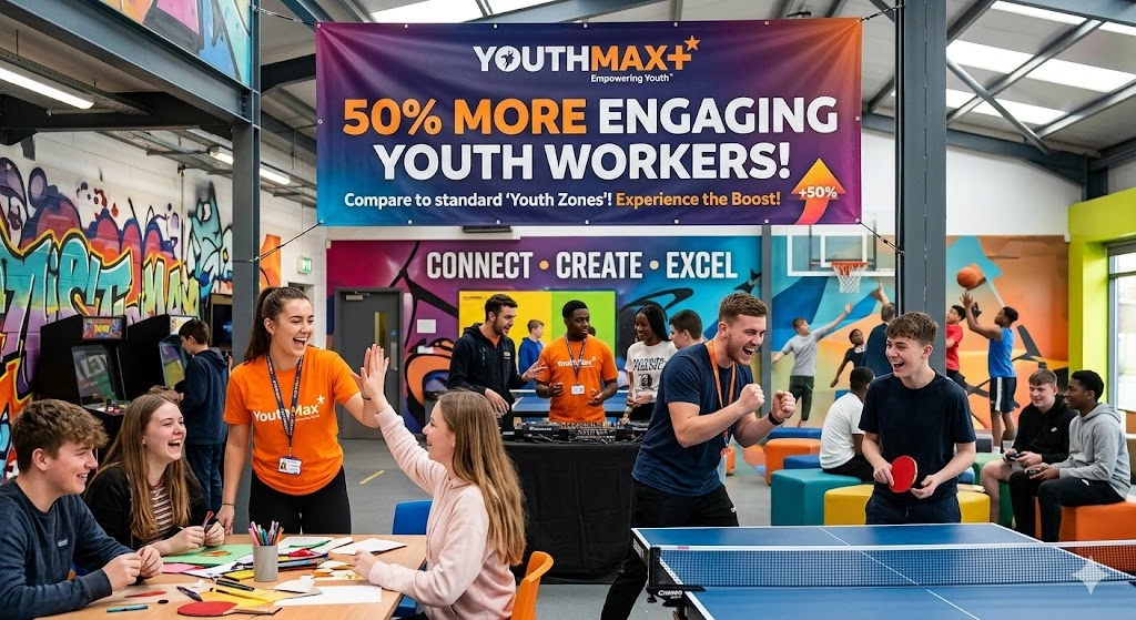Youth Max. 50% more engaging youth workers compare to standard Youth Zones, Experience the Boost