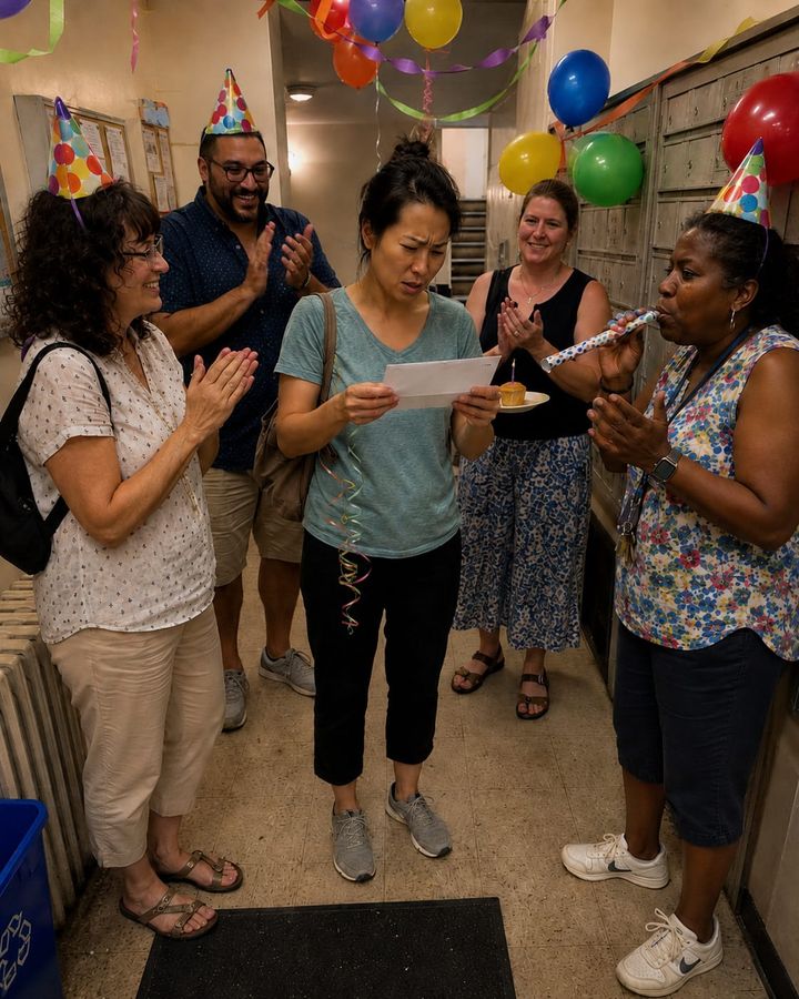 She won the building raffle, but the prize was a "unit sanitation event."