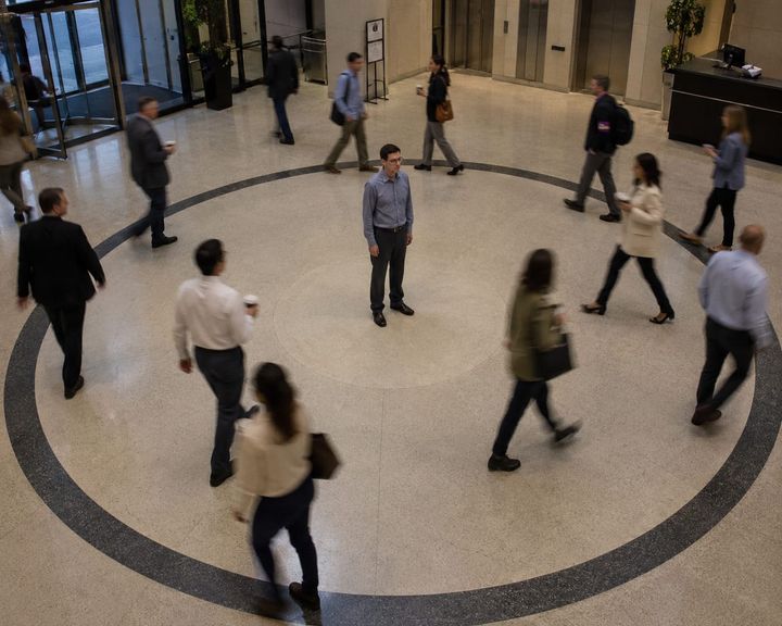 He walked to the center, stopped, and said, "This is where the other me is supposed to be."