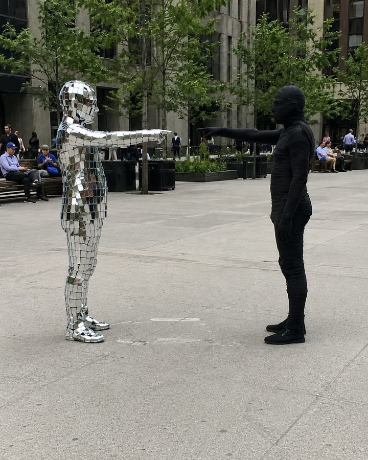 I think they were demonstrating virtual-particle-pair creation from fluctuations in quantum fields. Or a workplace disagreement with better costumes.