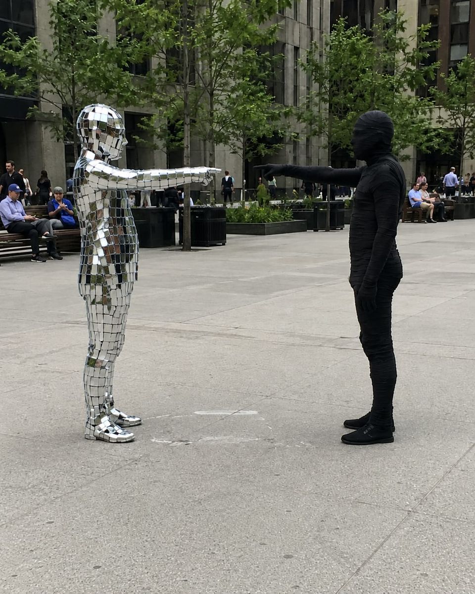 I think they were demonstrating virtual-particle-pair creation from fluctuations in quantum fields. Or a workplace disagreement with better costumes.