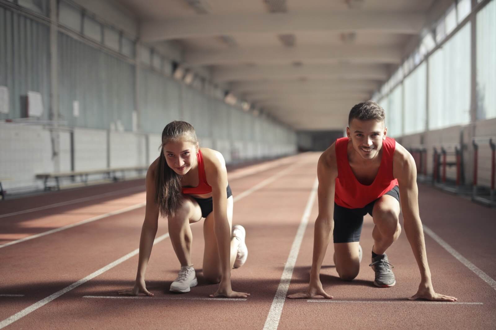 Two athletes about to race