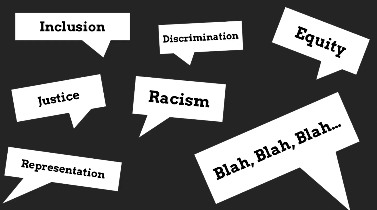 Speech bubbles representing DEI terms