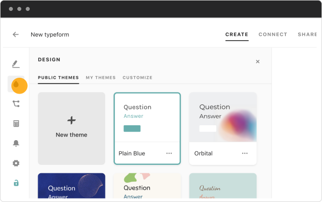 Typeform onboarding screen