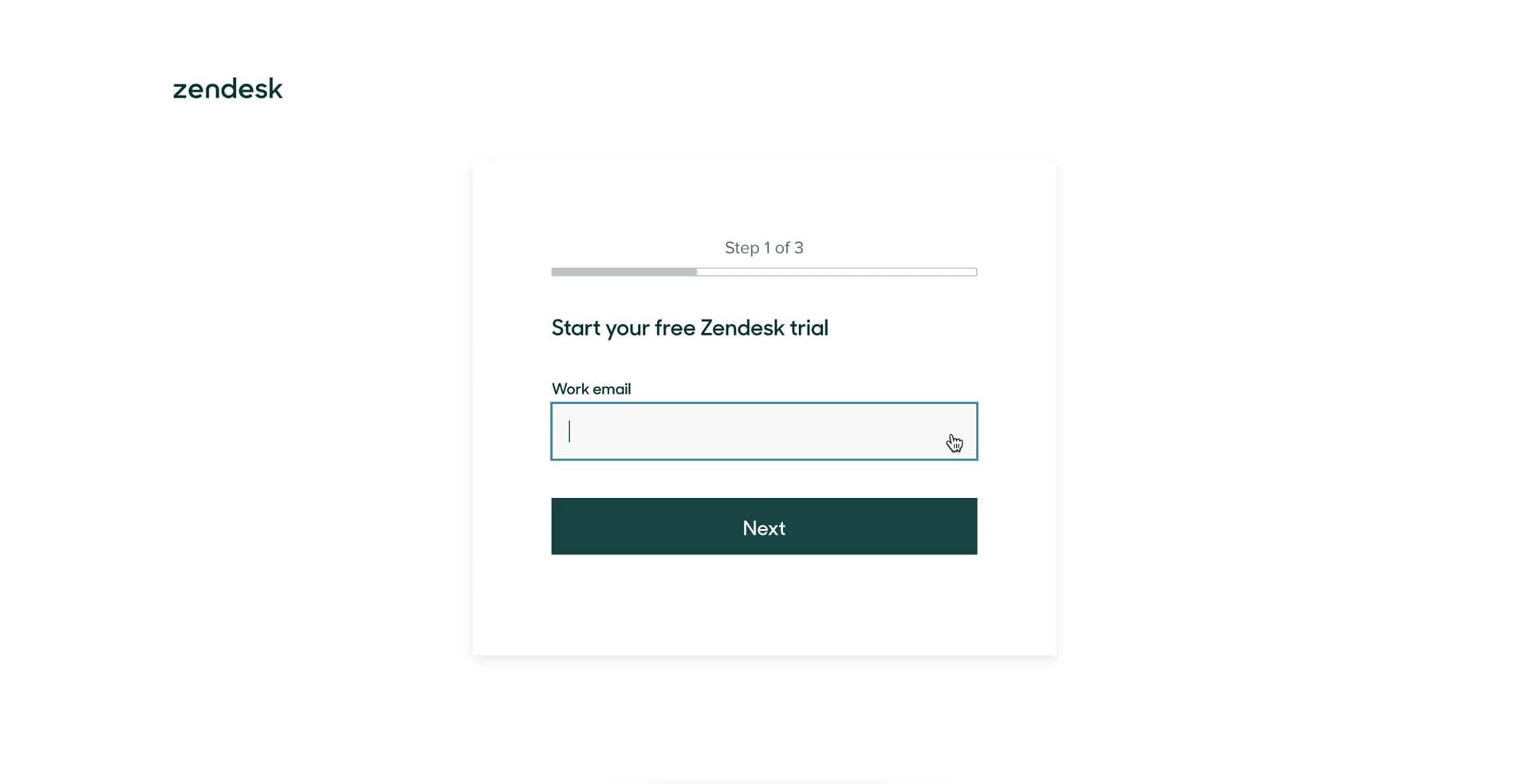 Zendesk free trial page